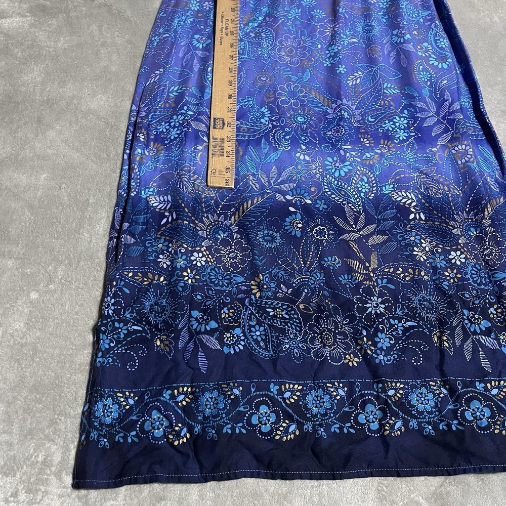 Vintage R&K Dress Womens 10 Blue Floral Maxi Tie Back Hippie Boho Whimsy Fairy - Picture 2 of 5